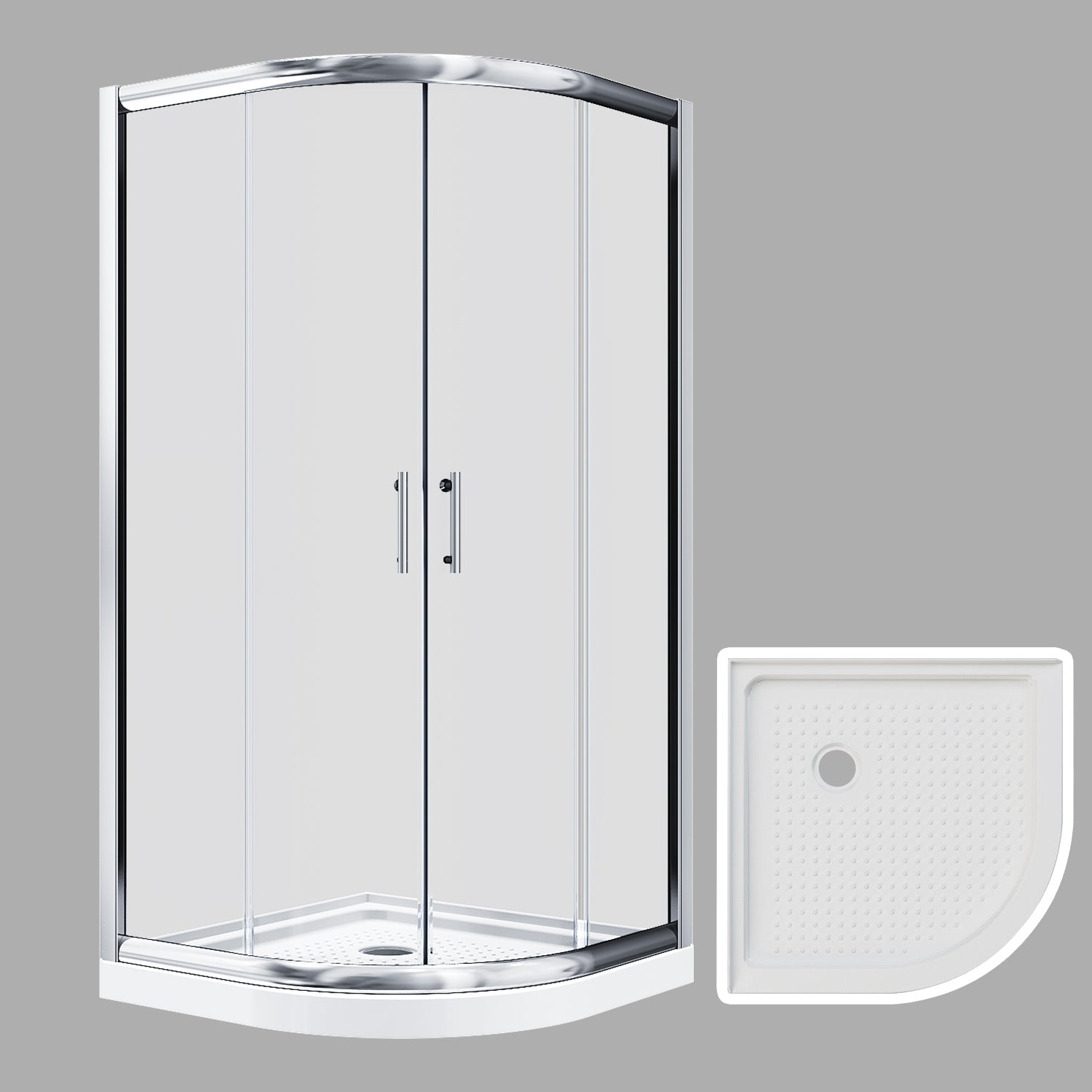 SUNNY SHOWER 37.5 in. W x 37.5 in. D x 72 in. H Chrome Finish Quadrant Enclosures With Sliding Doors And White Quadrant Base