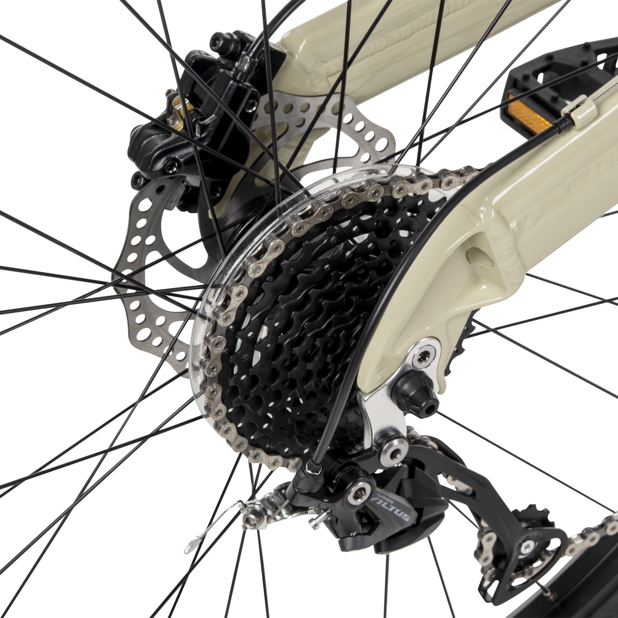 Huffy Amara 29-inch 9-Speed Aluminum Dual Suspension Mountain Bicycle for Men, Tan