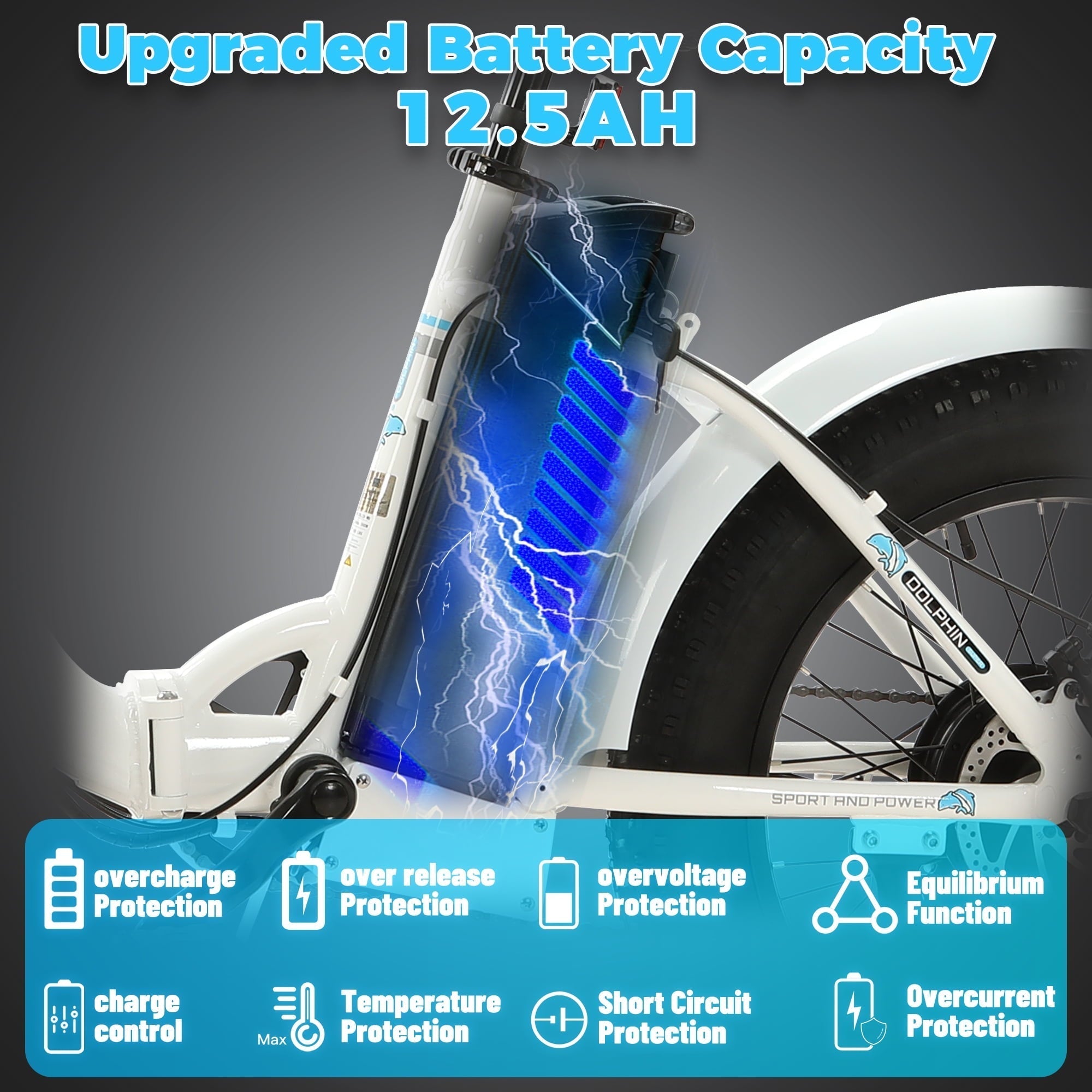 ECOTRIC 500 W 36 V E-Ride Foldable 20“ Electric Bicycle Fat Tire Removable Battery 7 Speed Children A-E516646