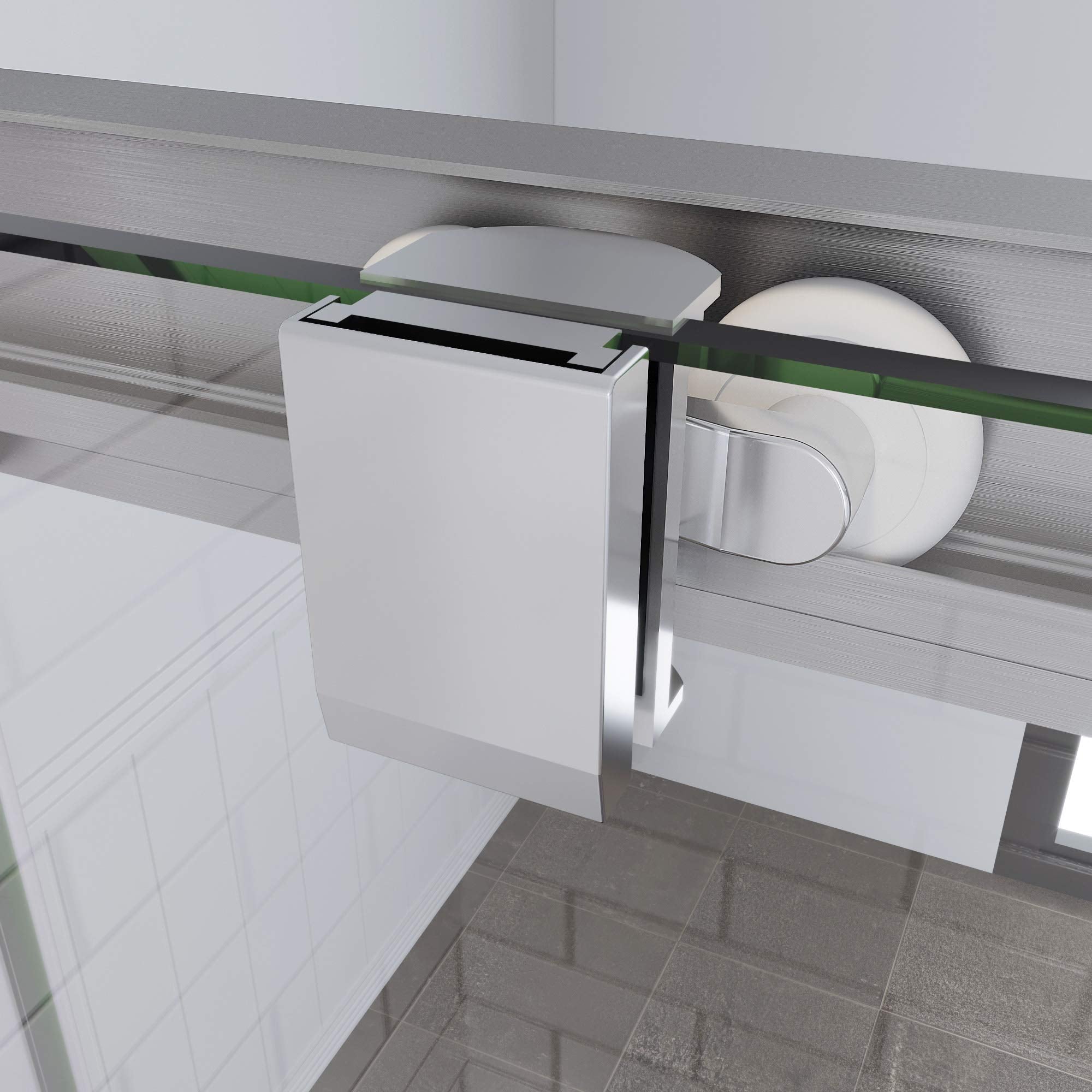 SUNNY SHOWER 36 in. W x 36 in. D x 72 in. H Brushed Nickel Corner Entry Enclosure With Sliding Doors And White Square Base