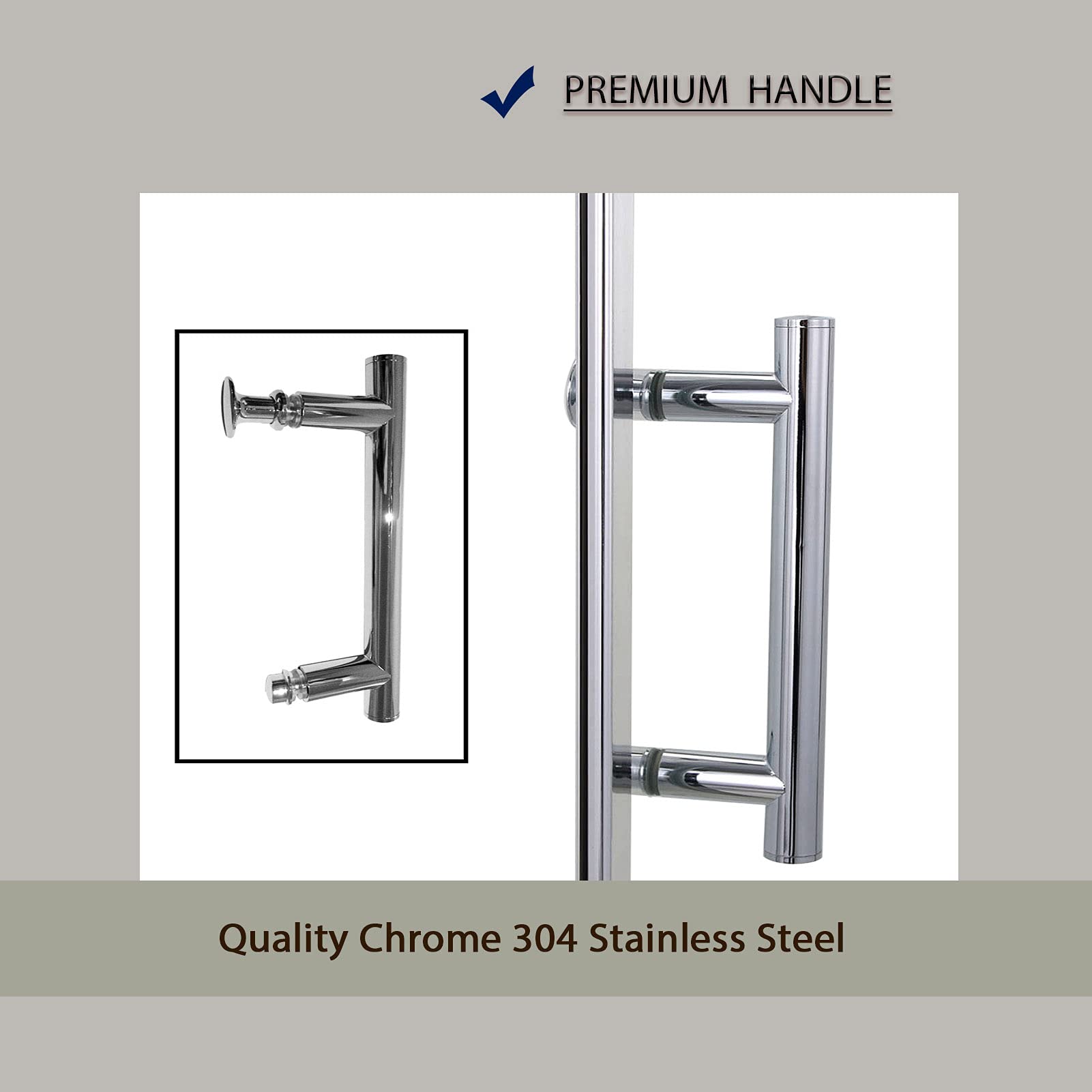 SUNNY SHOWER 1/4 Inch Frameless Chrome Finish Pivot Shower Door
