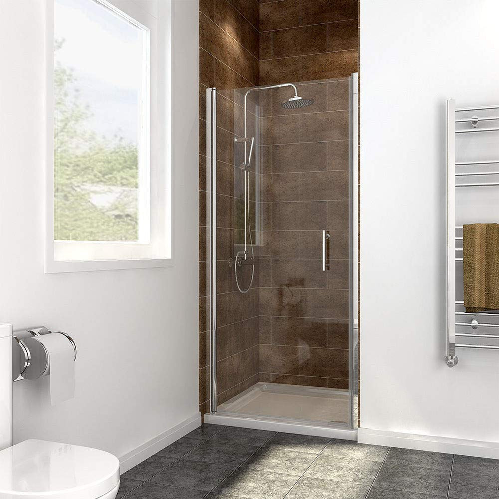 SUNNY SHOWER 1/4 Inch Frameless Chrome Finish Pivot Shower Door