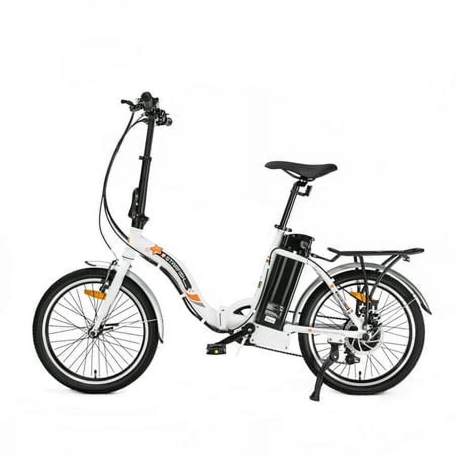 ECOTRIC 20" White Folding Electric Bike Bicycle City Ebike 350W Gear Rear Motor 36V 12.5AH Removable Lithium Battery Alloy Frame Pedal and Throttle Assist LED Display for Children A-E516646