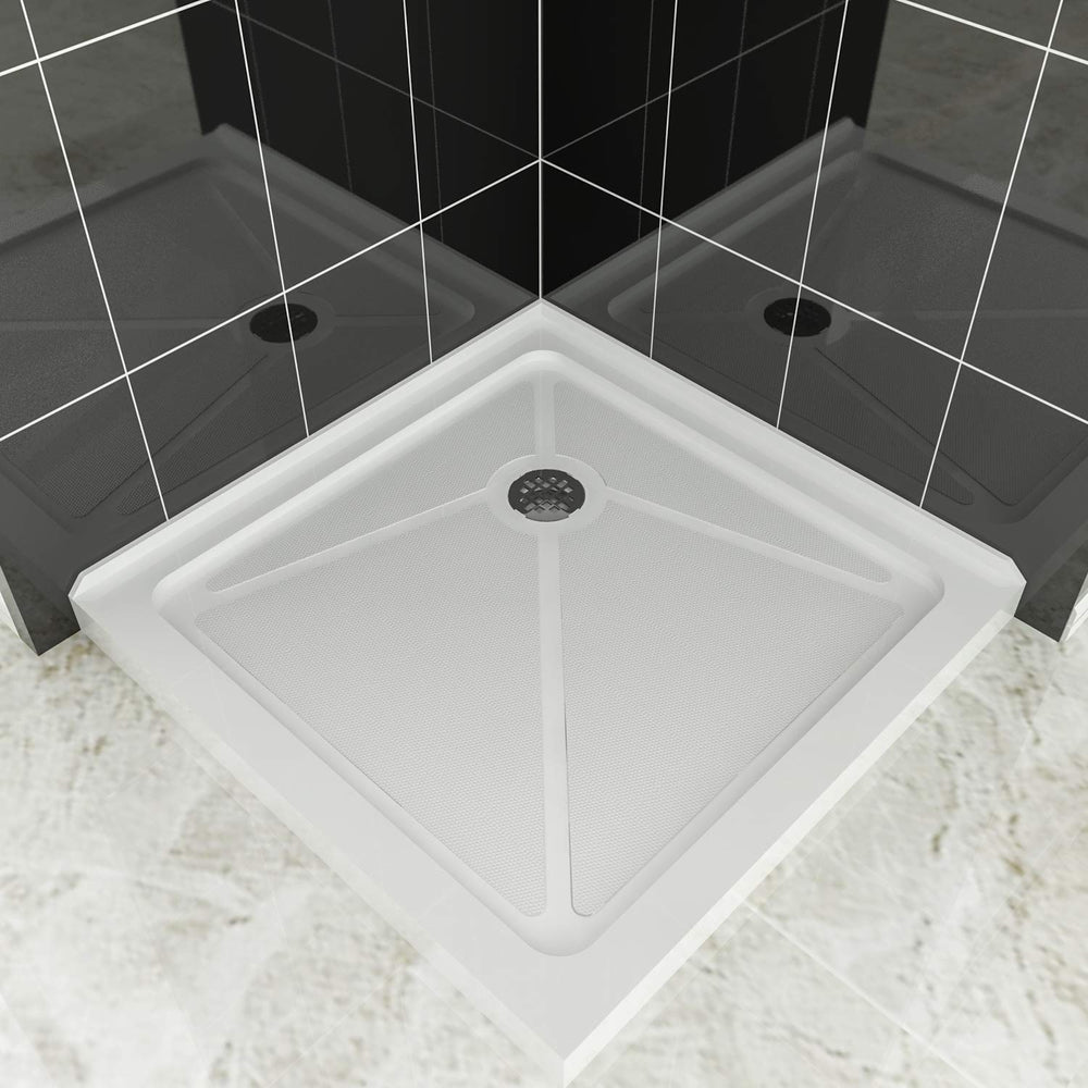SUNNY SHOWER 36 in. W x 36 in. D x 3 in. H White Corner Drain Square Bases