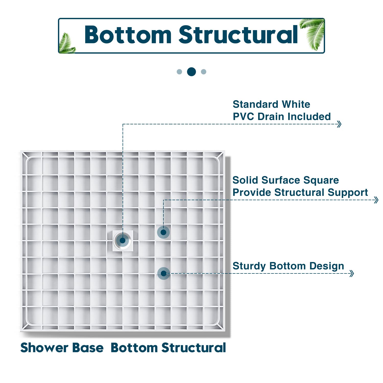 SUNNY SHOWER 36 in. W x 36 in. D x 4 in. H White Center Drain Square Bases