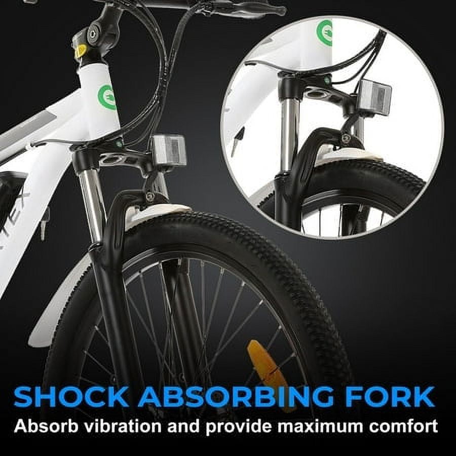 Ecotric Electric Bike 350W City Cruiser Bicycle Up to 35 Miles Removable Battery 7 Speed 26" Commuter Bike White for Adults Teen A-E516646