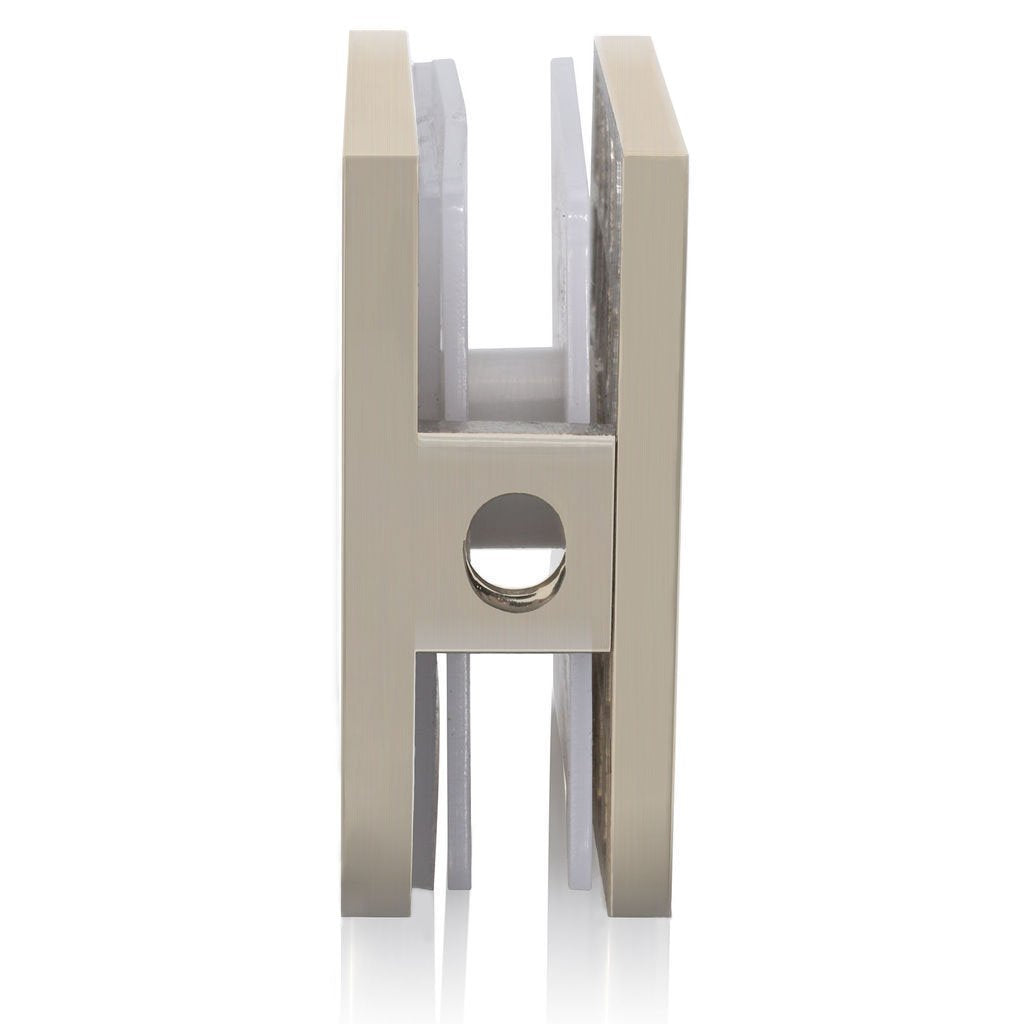 SUNNY SHOWER 2" x 2" Brushed Nickel Stainless Steel U-Clamp Clip For 3/8" Frameless Glass Panel
