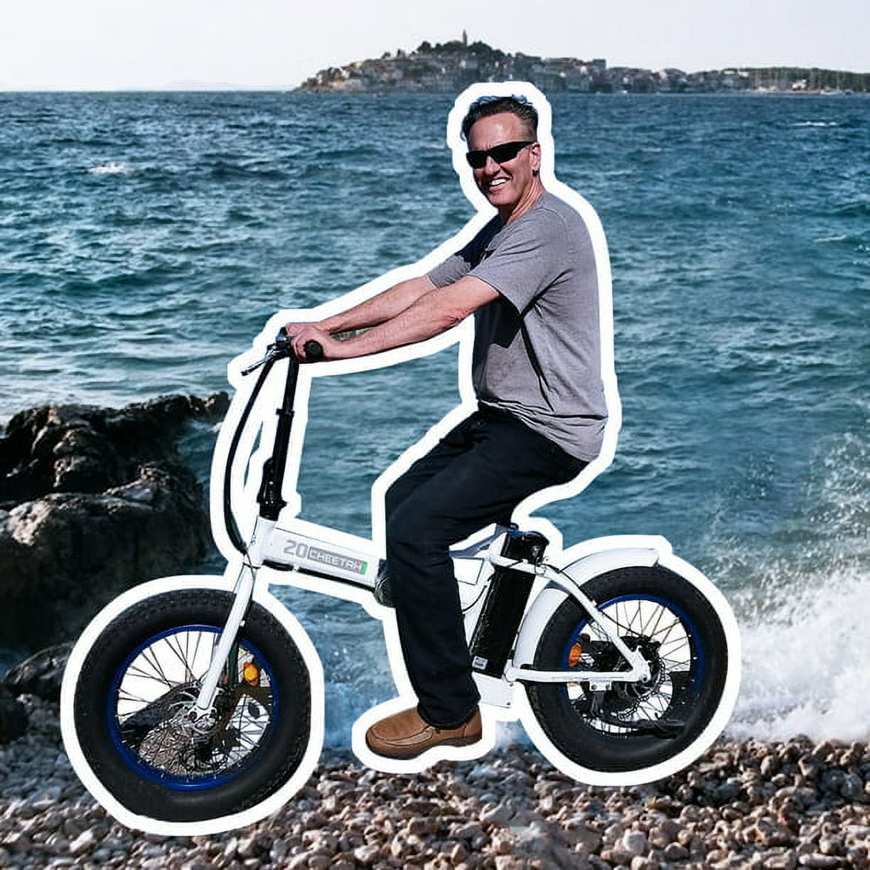 ECOTRIC Folding 20" Fat Tire Electric Bike 500 W Removable Battery Pedal Assist Power A-E516646