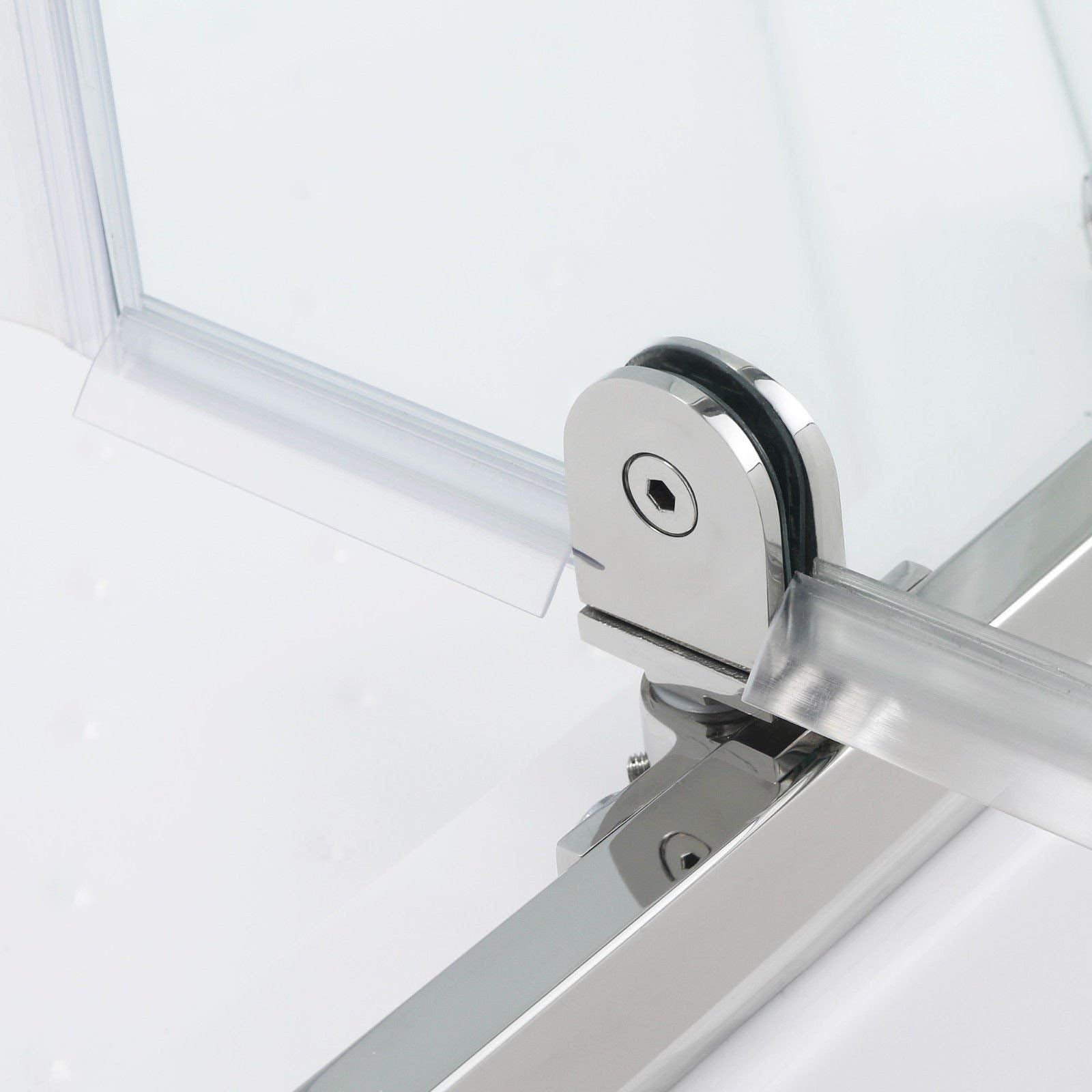 SUNNY SHOWER 36.7 in. W x 36.7 in. D x 71.8 in. H Frosted Chrome Finish Pivot Enclosures With Pivot Door And White Quadrant Bases