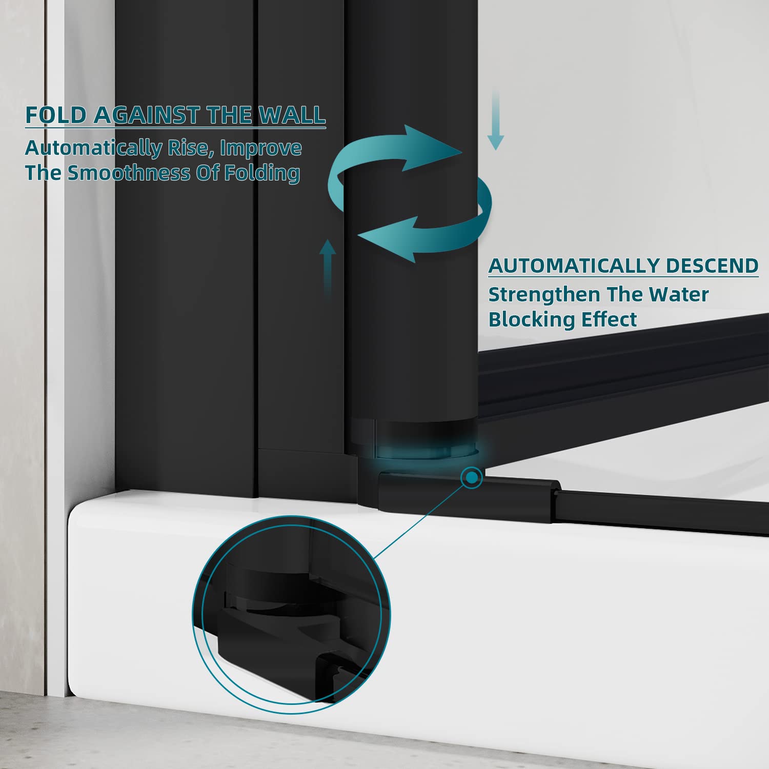 SUNNY SHOWER 1/4 inch Frameless Black Finish Bi-Fold Shower Door