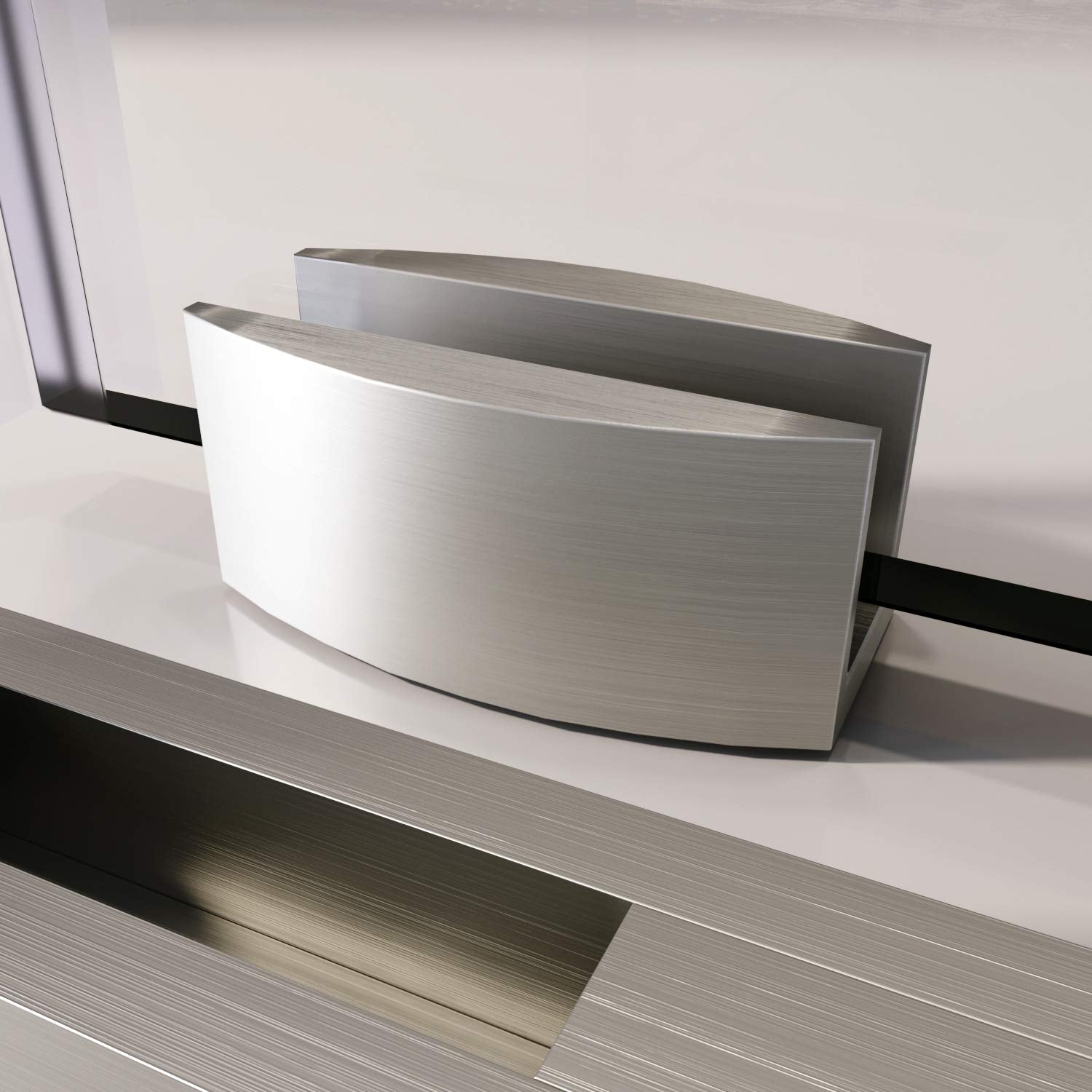 ELEGANT Frameless Sliding Shower Doors 64 in. W x 72 in. H Brushed Nickel Finish