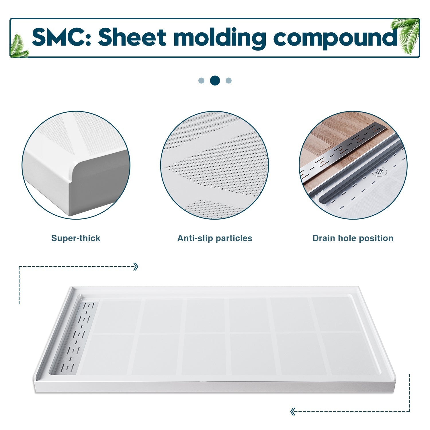 SUNNY SHOWER 32 in. D x 4 in. H White Left Drain Rectangular Base