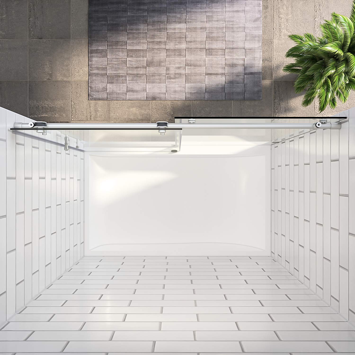 ELEGANT Frameless Bathtub Sliding Doors 60 in. W x 62 in. H