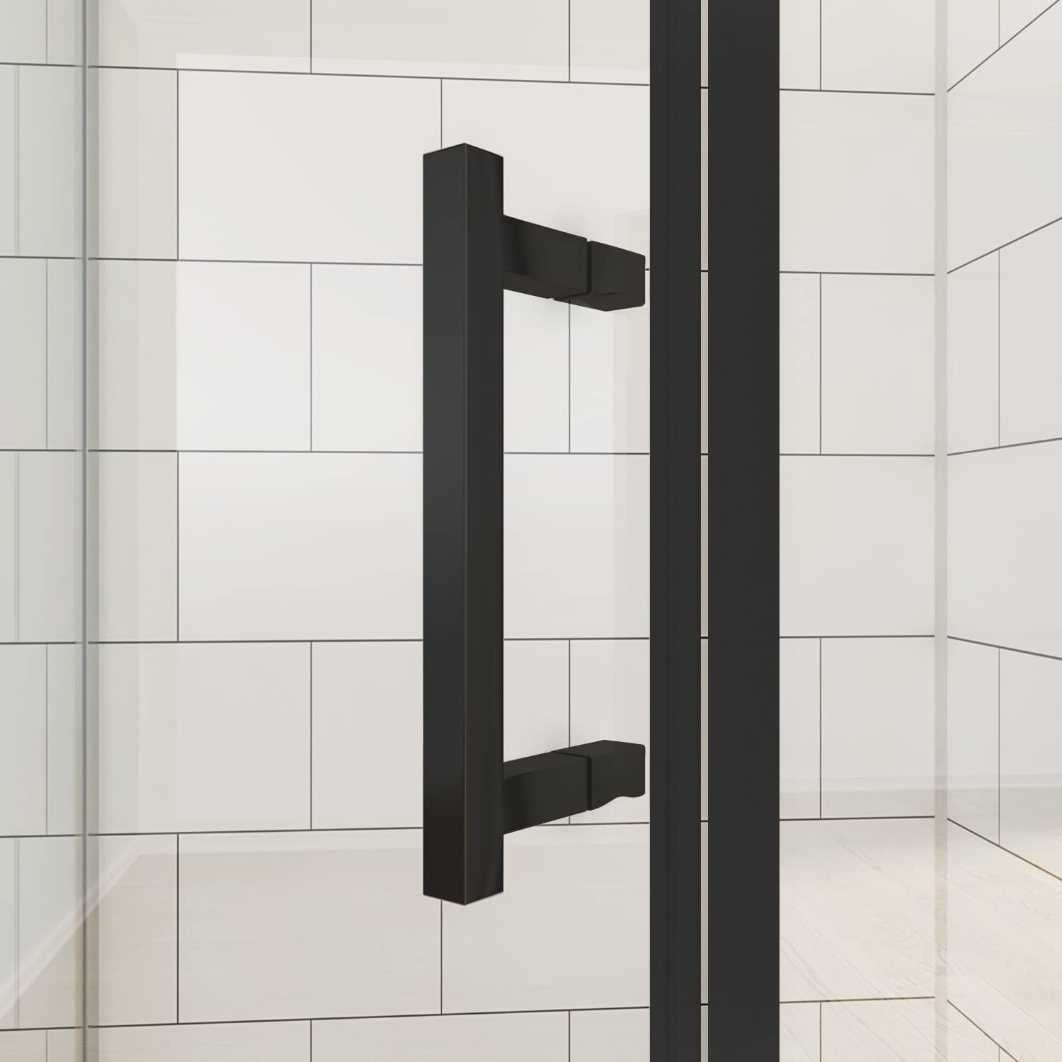 SUNNY SHOWER 36.7 in. W x 36.7 in. D x 71.8 in. H Black Finish Pivot Enclosures With Pivot Door And White Diamond Bases