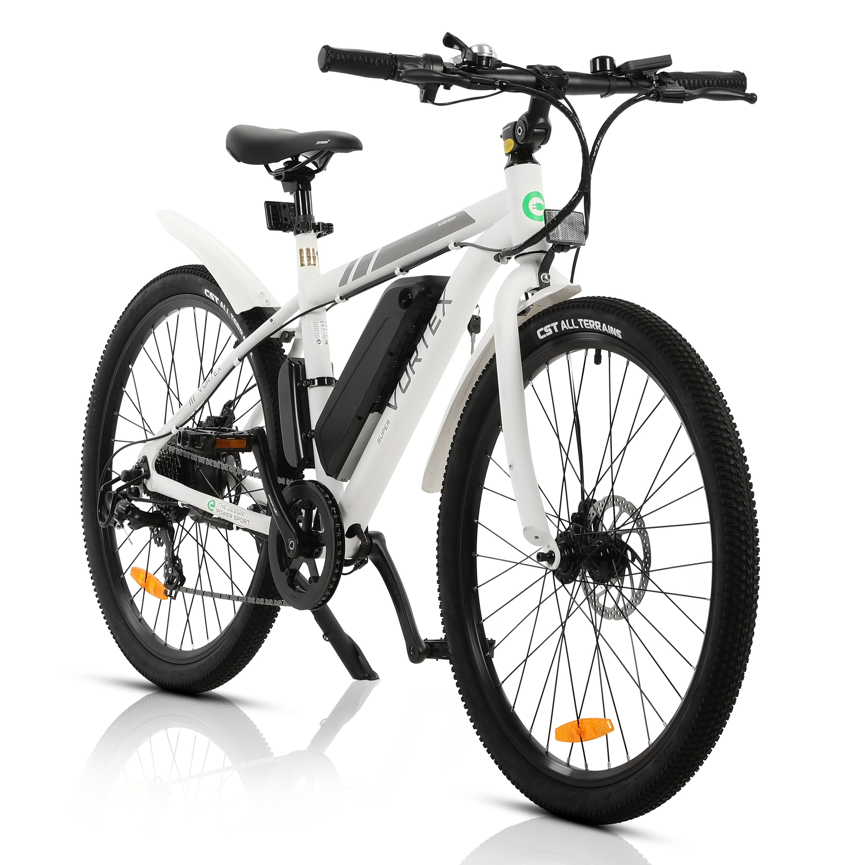Ecotric Electric Bike 350W City Cruiser Bicycle Up to 35 Miles Removable Battery 7 Speed 26" Commuter Bike White for Adults Teen A-E516646