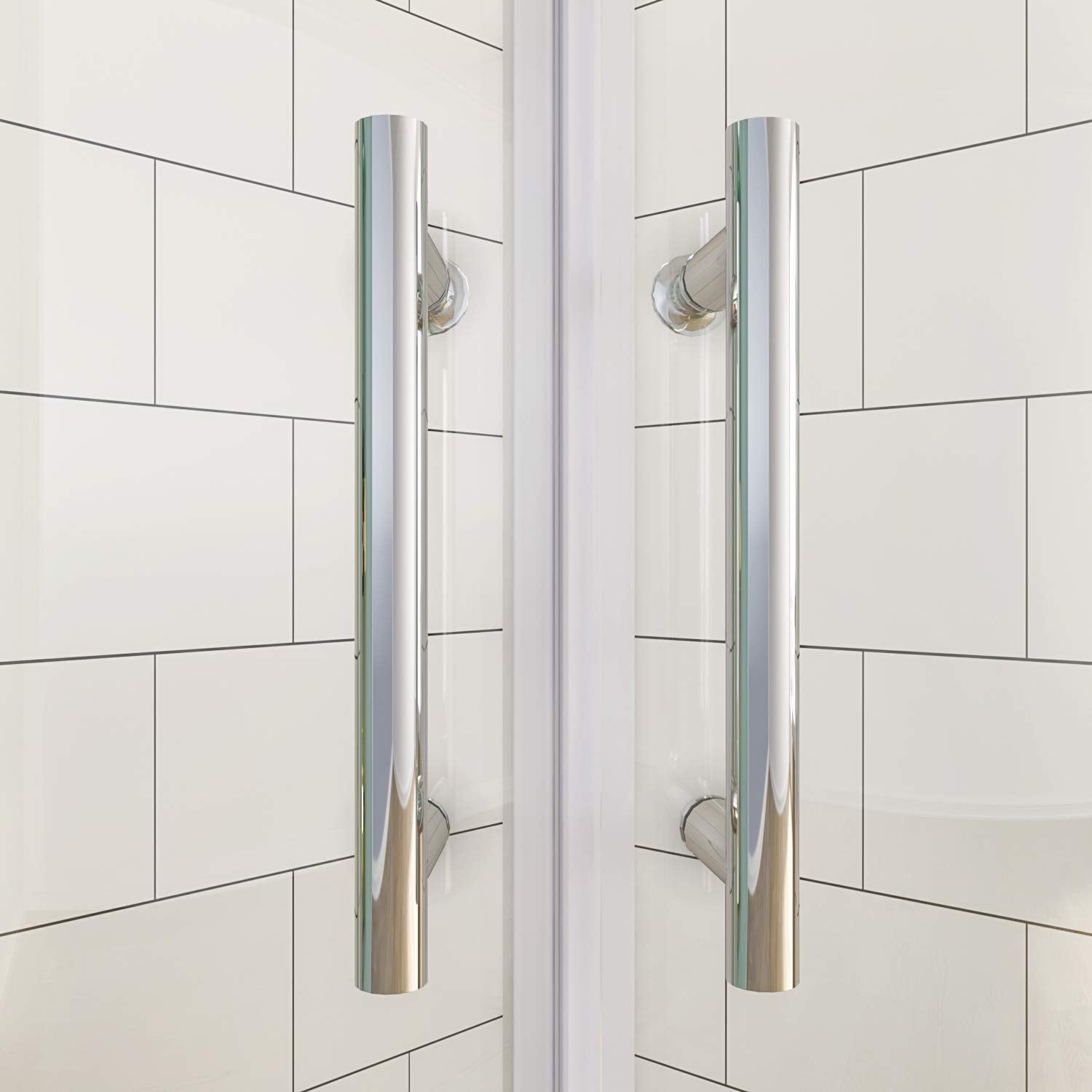 SUNNY SHOWER 37.5 in. W x 37.5 in. D x 72 in. H Chrome Finish Quadrant Enclosures With Sliding Doors And White Quadrant Base