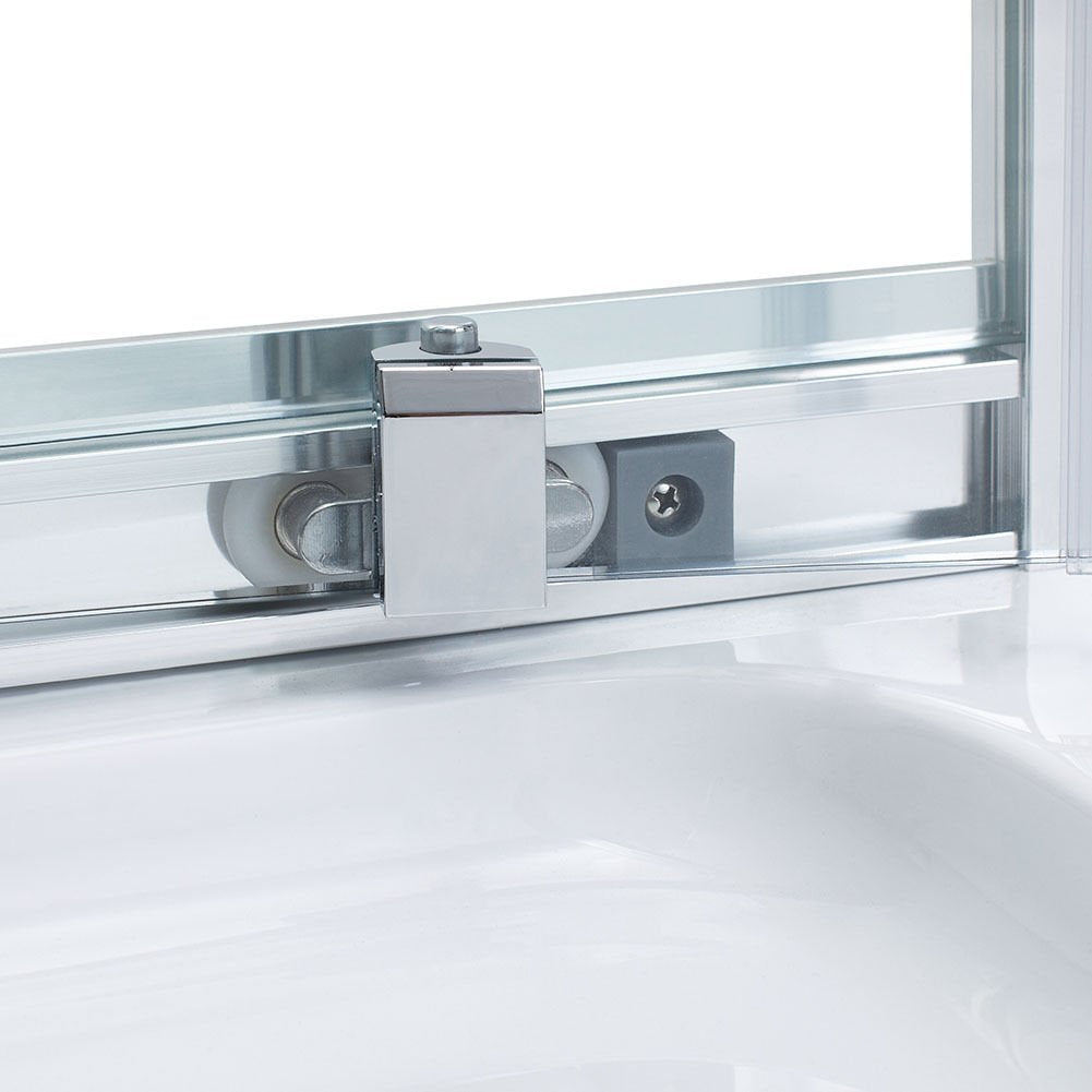 SUNNY SHOWER 37.5 in. W x 37.5 in. D x 72 in. H Chrome Finish Quadrant Enclosures With Sliding Doors And White Quadrant Base