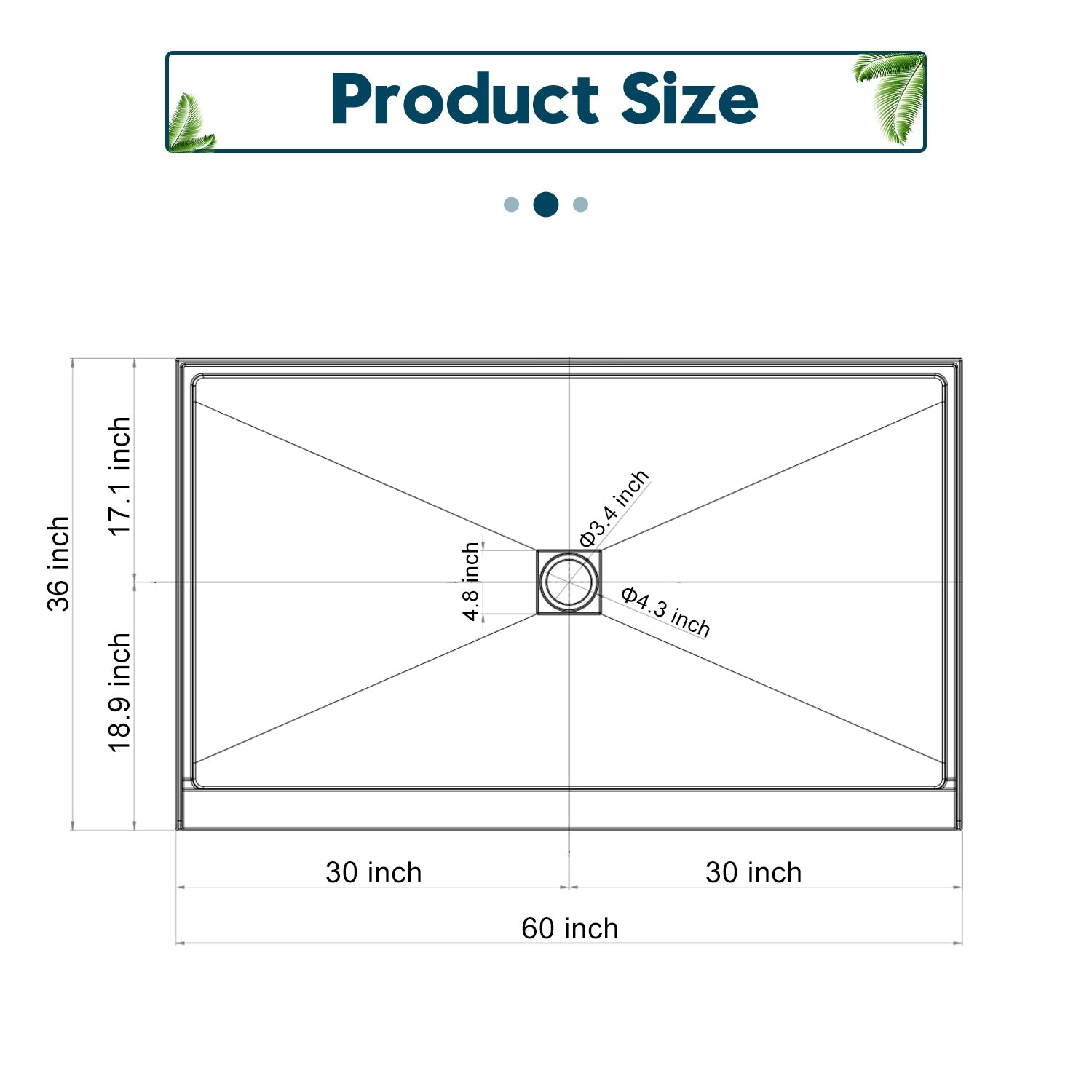 SUNNY SHOWER 36 in. W x 4 in. H White Center Drain Rectangular Base