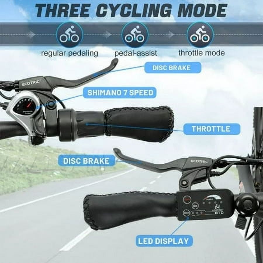 Ecotric Electric Bike 350W City Cruiser Bicycle Up to 35 Miles Removable Battery 7 Speed 26" Commuter Bike White for Adults Teen A-E516646