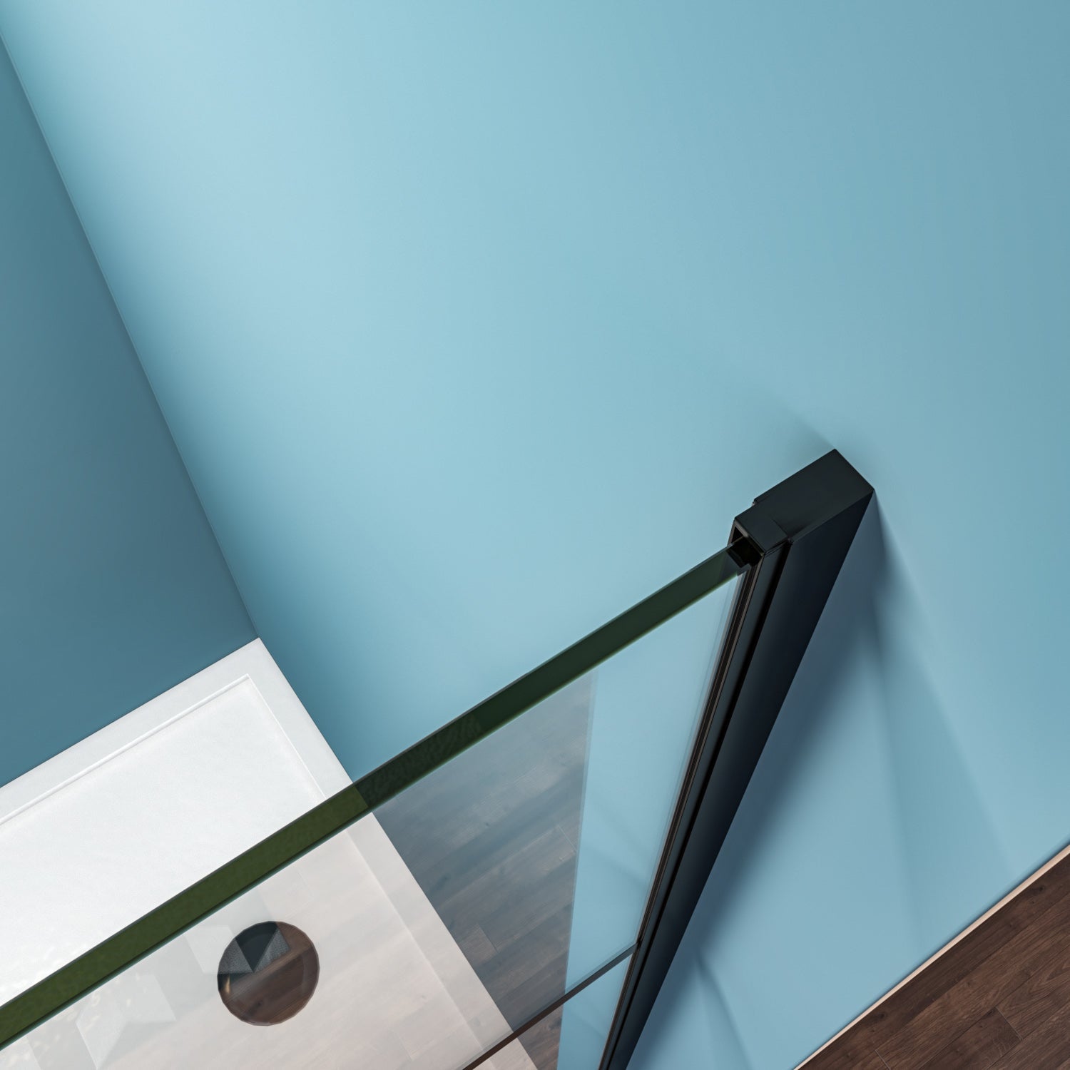 SUNNY SHOWER 34 in. W x 72 in. H Black Finish Walk-in Shower Enclosures