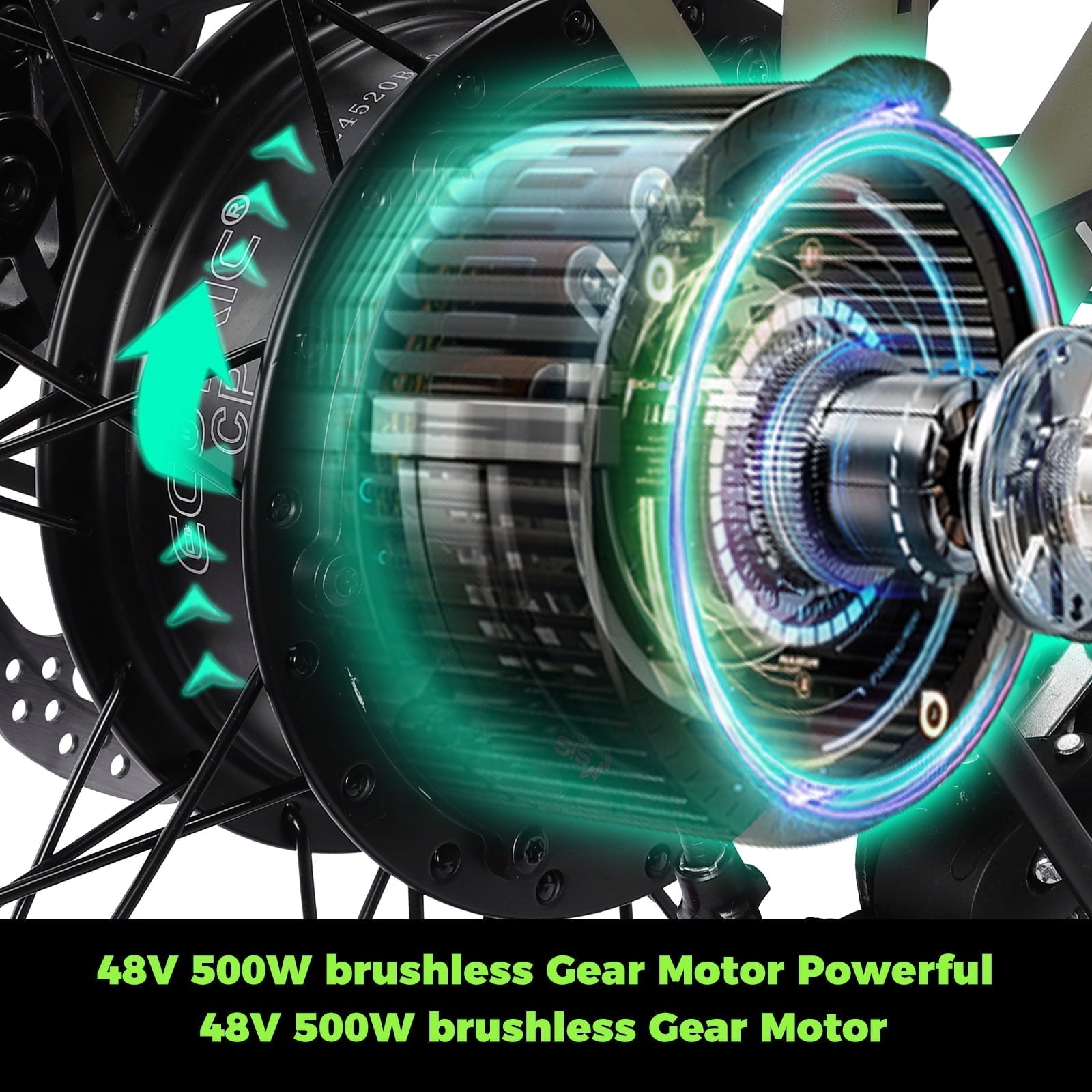 Ecotric 20" 48 V 500 W 15 AH Folding Electric Fat Tire Bicycle Bike City Ebike Black w/ Black A-E516646