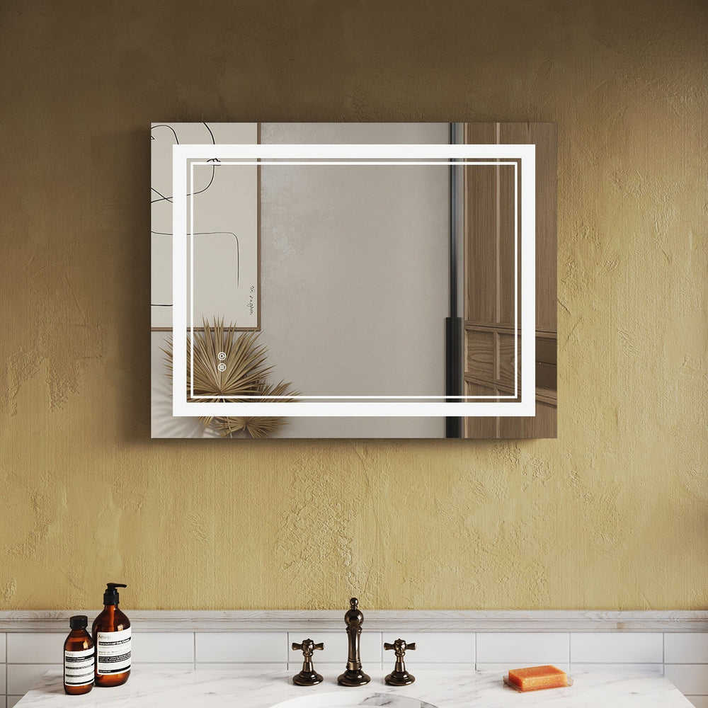 SUNNY SHOWER 28 x 36 in. LED Horizontal Bathroom Mirror With 3 Color Temperature Setting