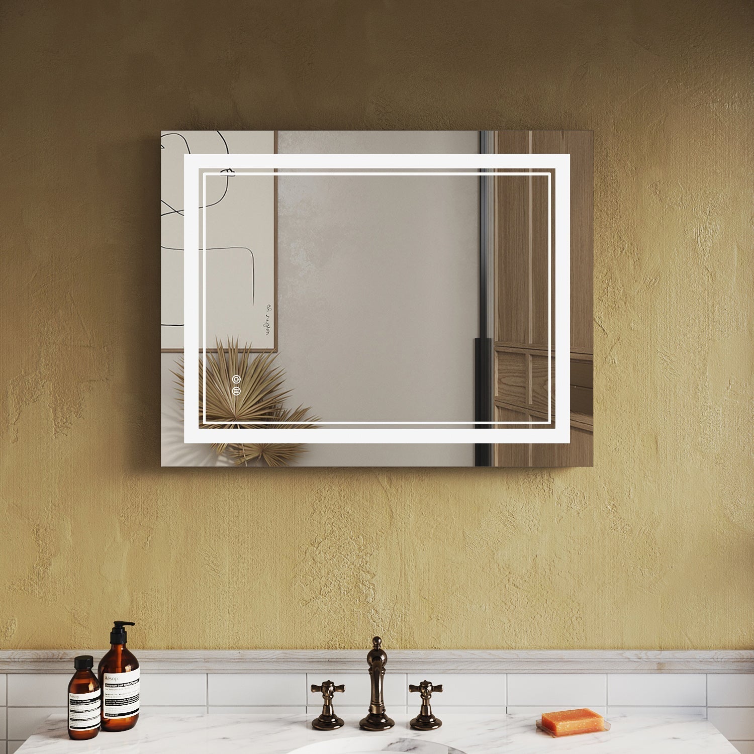 SUNNY SHOWER 28 x 36 in. LED Horizontal Bathroom Mirror With 3 Color Temperature Setting