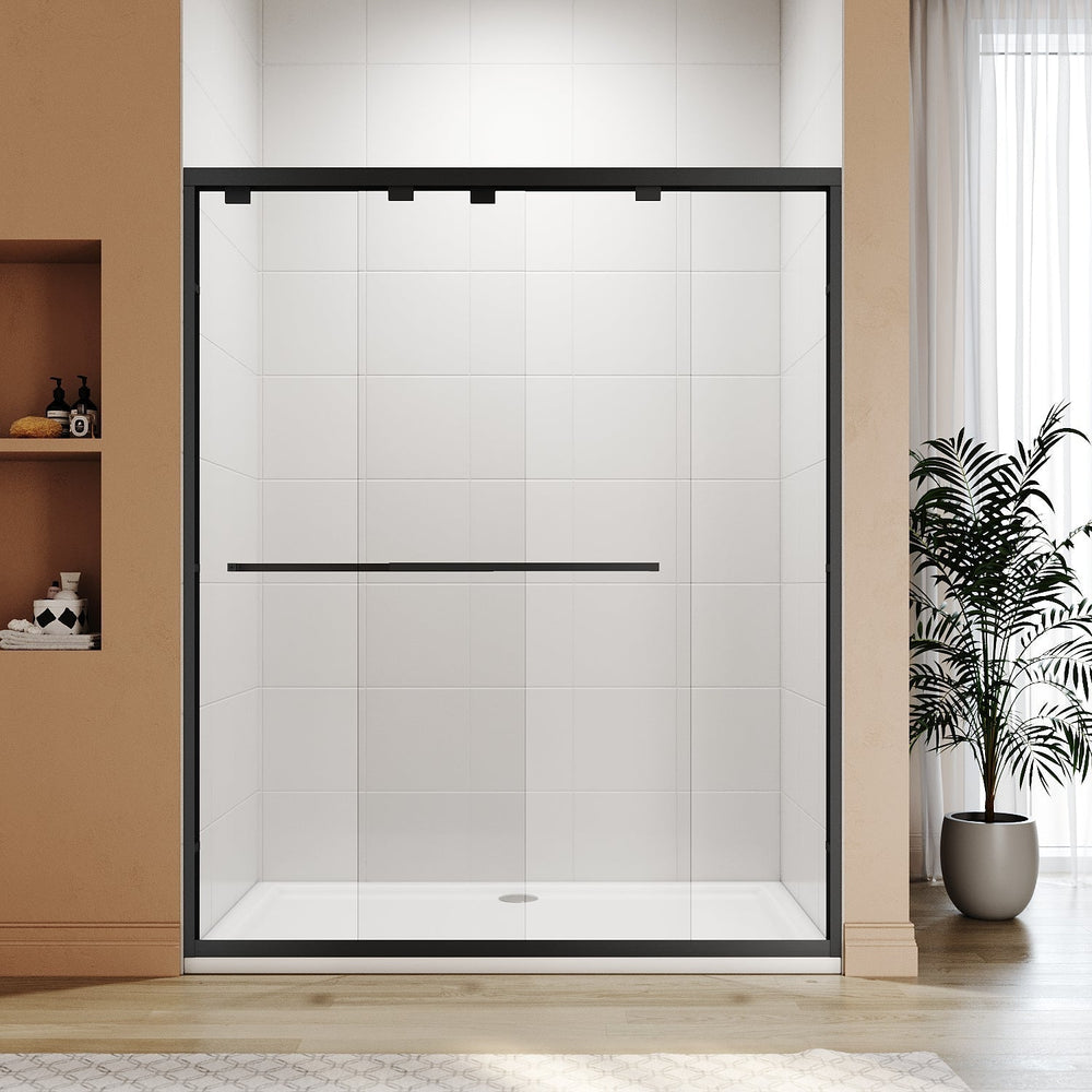 ELEGANT Double Sliding Shower Doors 60 in. W x 72 in. H Black Finish
