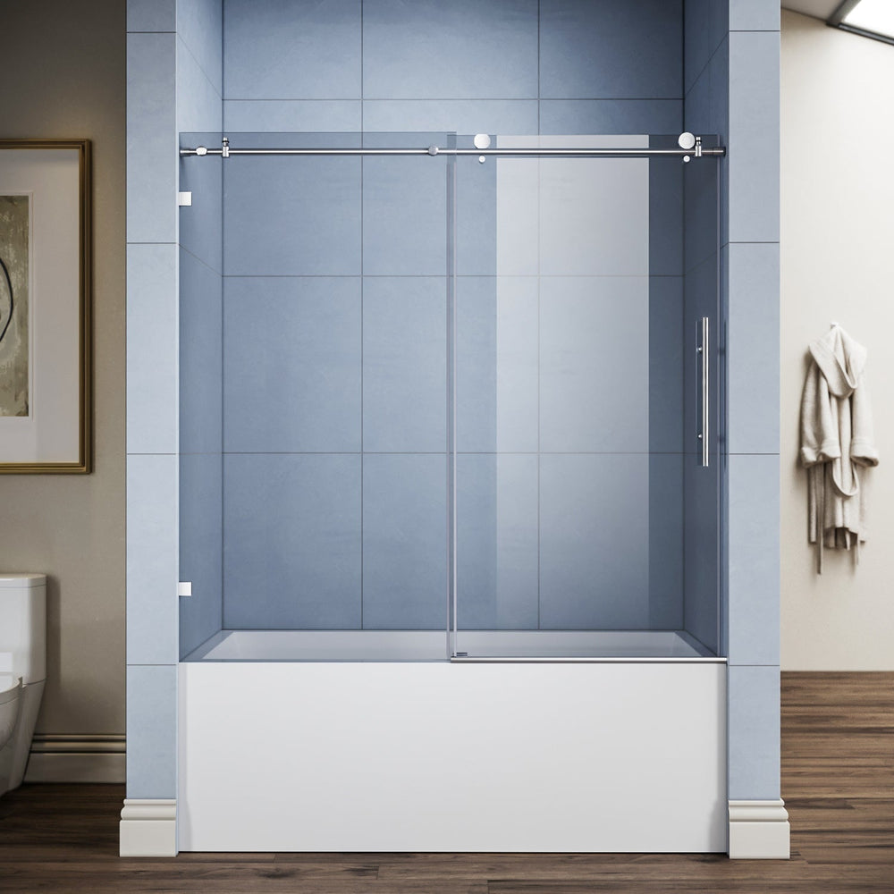 ELEGANT Frameless Bathtub Sliding Doors 60 in. W x 62 in. H