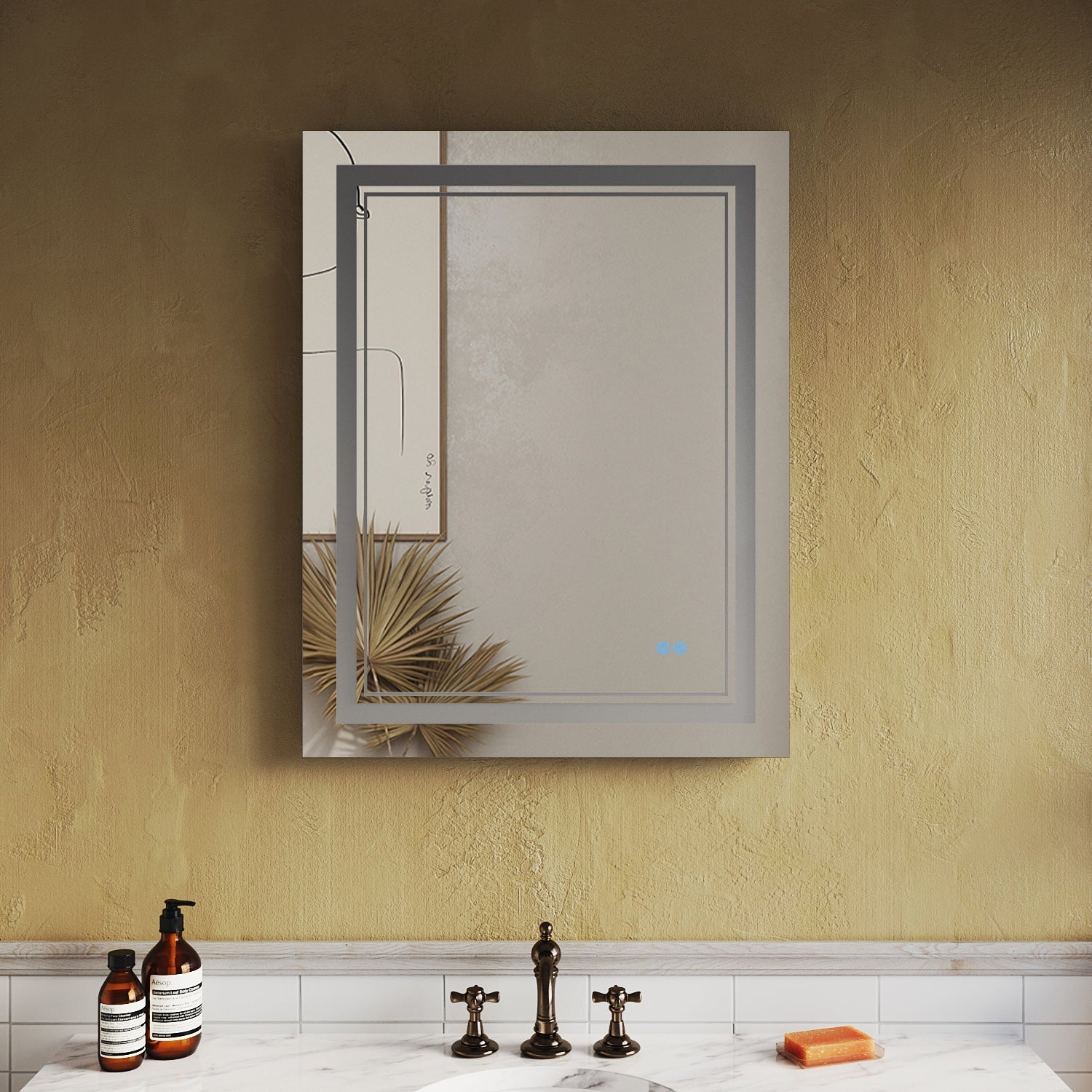 SUNNY SHOWER 28 x 36 in. LED Horizontal Bathroom Mirror With 3 Color Temperature Setting