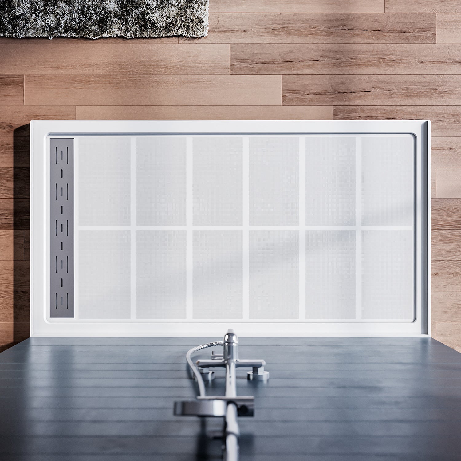 SUNNY SHOWER 32 in. W x 60 in. D x 4 in. H White Right Drain Rectangular Base