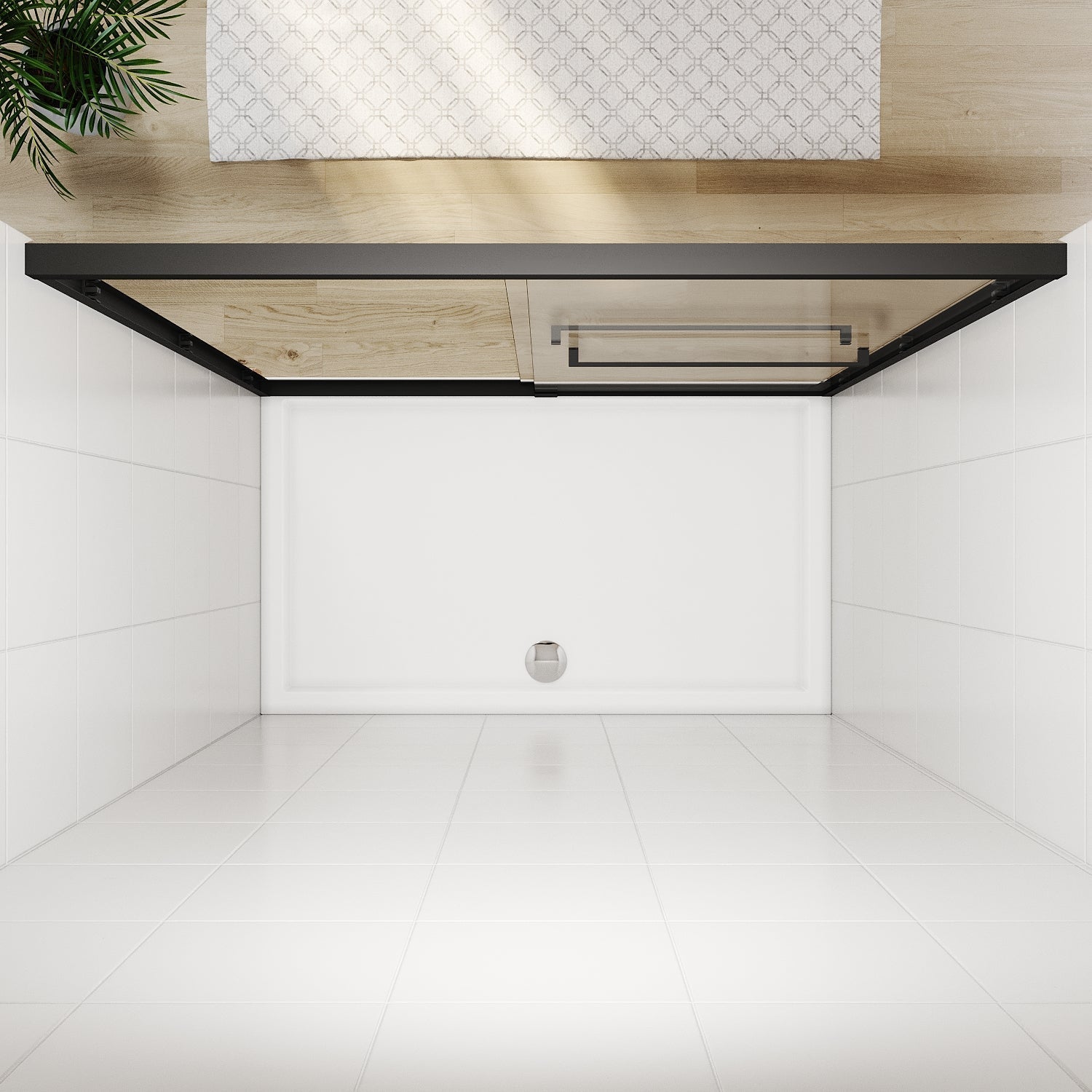 ELEGANT Double Sliding Shower Doors 60 in. W x 72 in. H Black Finish