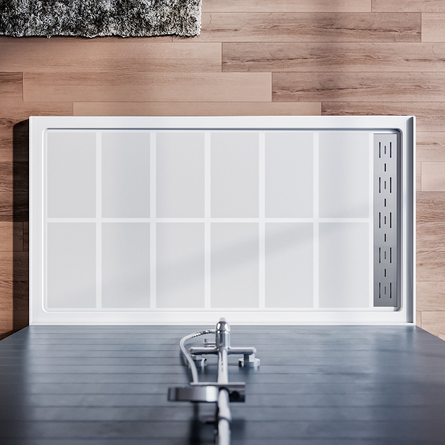 SUNNY SHOWER 32 in. D x 4 in. H White Left Drain Rectangular Base